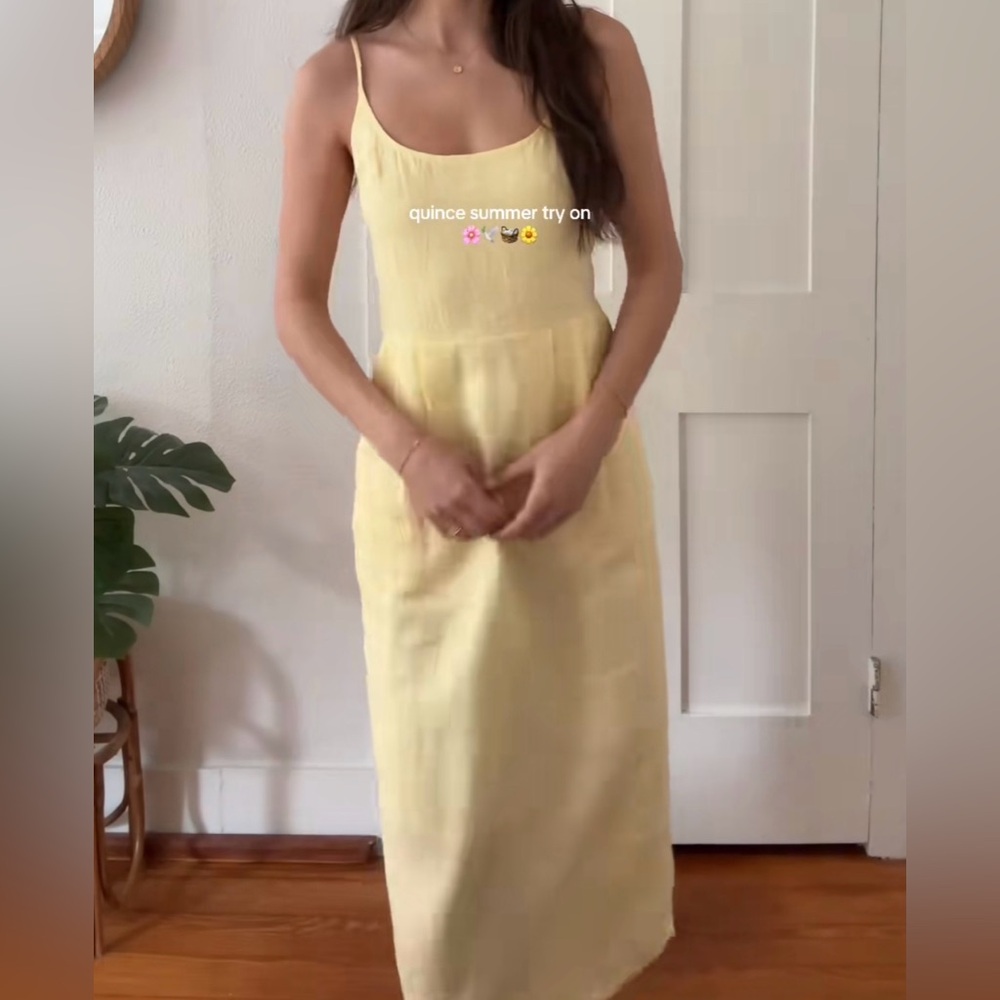 yellow quince linen midi dress
